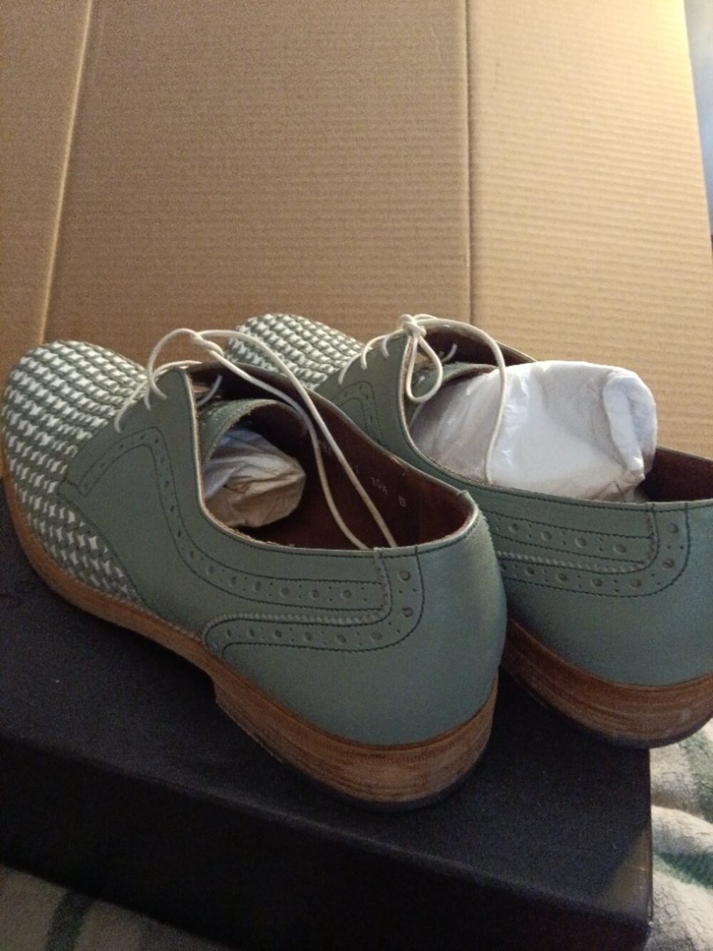 SALVATORE Ferragamo Dress Shoes-Light Green/Grey  Size 10.5 - Picture 4 of 5